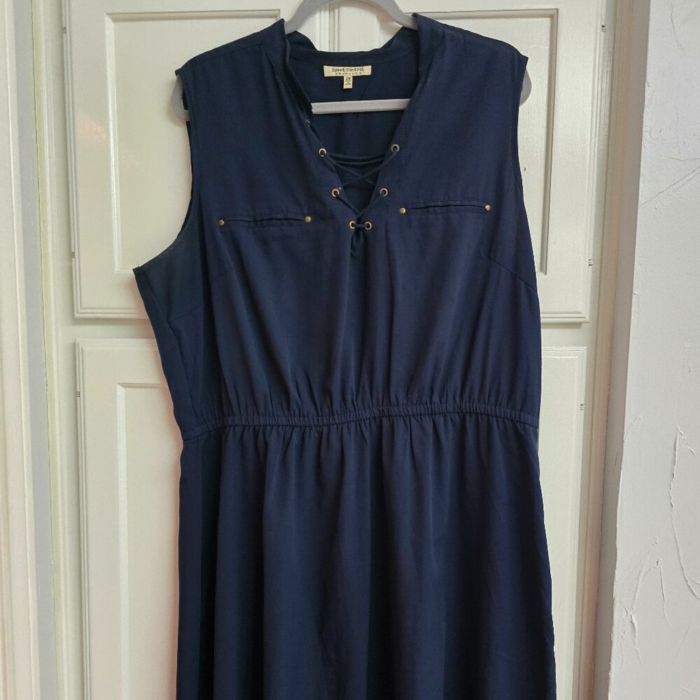 Speed Control Navy Lace Up Dress